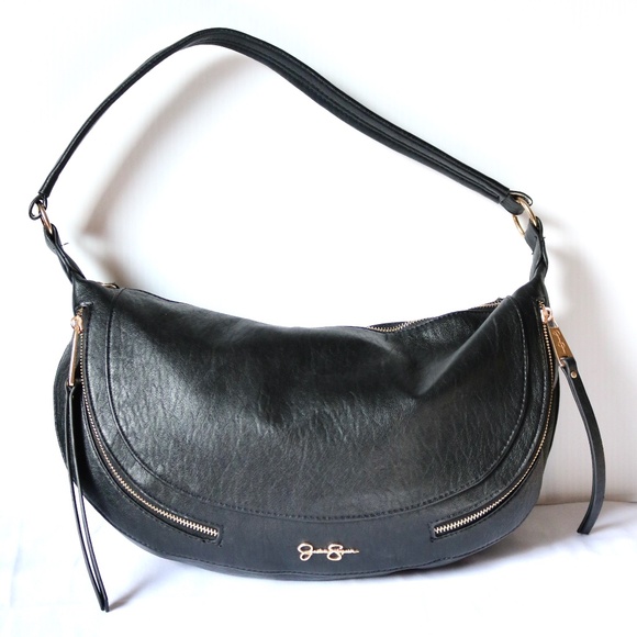 Jessica Simpson Black Faux Leather "Sierra Hobo" Handbag Shoulder Bag Purse - Picture 1 of 12